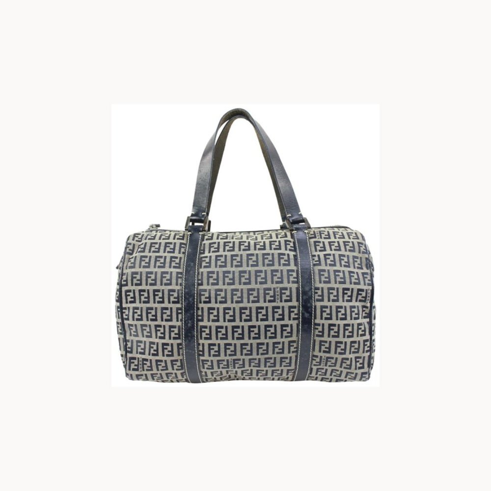Fendi Navy x Grey Monogram FF Boston Bag 21f34s
